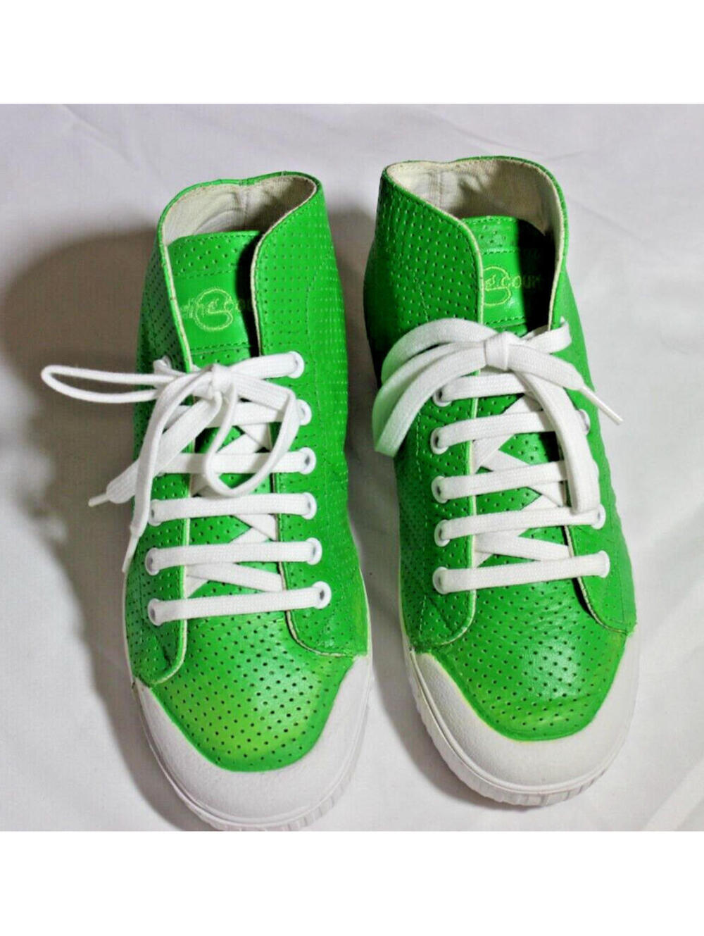 WOMENS SPRING COURT DEPUIS B2 PUNCH FLUO W CAOUTCHOUC VERT FOX BLANC SNEAKER